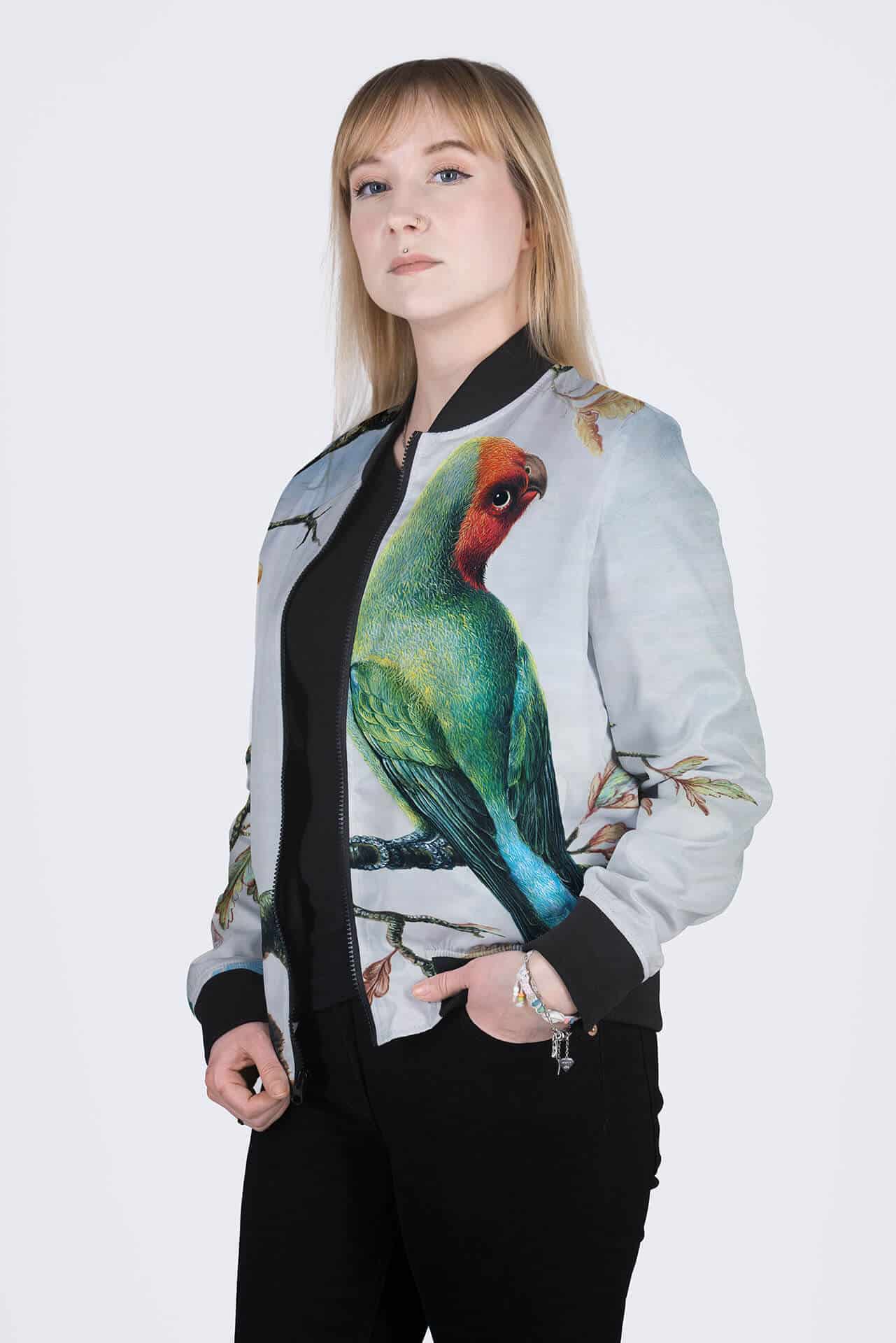 Cherry Headed Conure Bomber Jacket Women